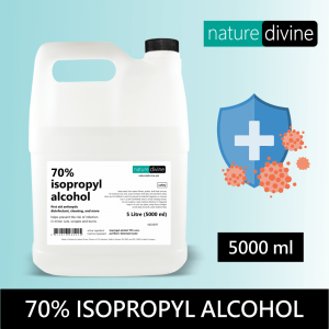 5 Litre Nature Divine 70% Isopropyl Alcohol, IPA Rubbing Alcohol, Hand Rub, General Purpose Antiseptic Disinfectant and Cleanerfectant and Cleaner | Nature Divine | Sialkot, Pakistan