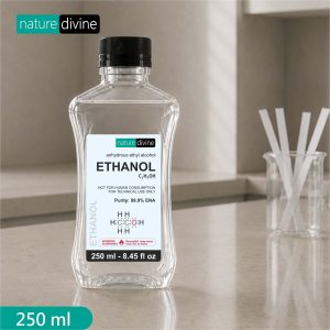 Ethanol 99.9% – Ethyl Alcohol for Cosmetics, Perfumes, Lab Use, Dilution, and Disinfectants 250 ml | Nature Divine | Sialkot, Pakistan