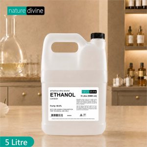 Ethanol 99.9% – Ethyl Alcohol for Cosmetics, Perfumes, Lab Use, Dilution, and Disinfectants 5 Litre | Nature Divine | Sialkot, Pakistan